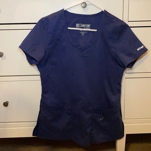 Navy greys anatomy scrubs- top small x 2, bottom XS tall x 2
